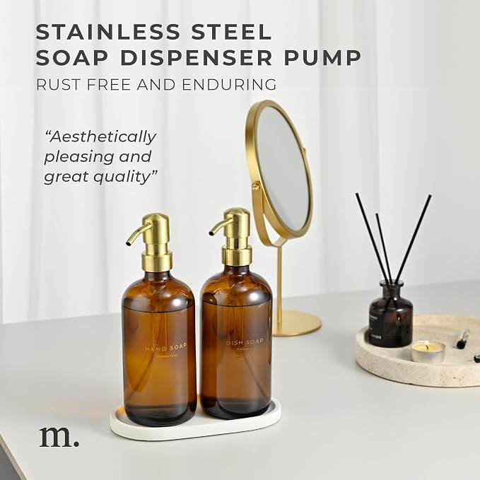 MaisoNovo Soap Dispenser 3-Piece Set | 16.9oz Amber Bottles - Image 4