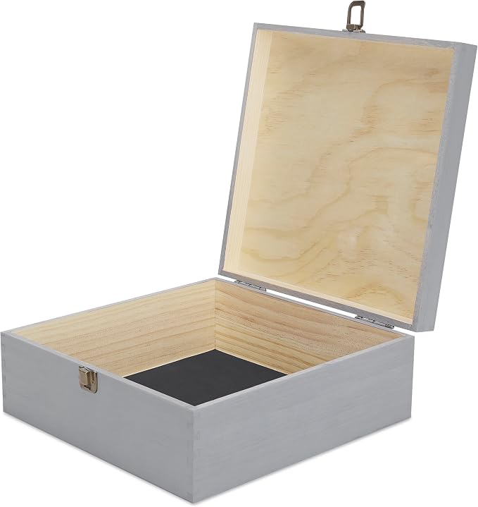makerflo Large Grey Pine Wood Memory Box - Image 4
