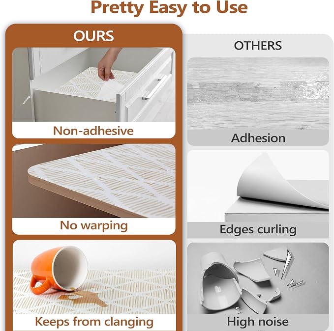 Drawer and Shelf Liner for Kitchen Cabinets, Non-Adhesive Strong Grip Thickened - Image 6