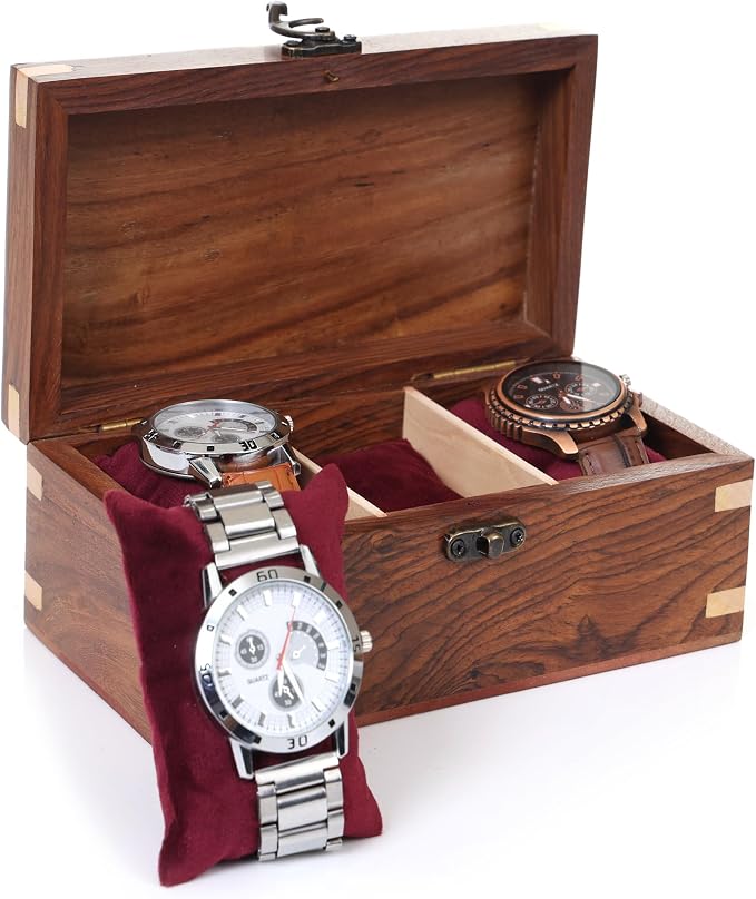 Wooden Watch Box for Men & Women, Watch Organizer & Display Case, Premium by BRAINMART