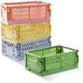 Xhwykzz 4 Pack Pastel Crates for Storage, Plastic Folding Basket, Colorful by Xhwykzz