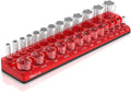 Olsa Tools Magnetic Socket Organizer | 3/8-inch Drive | SAE | RED | Holds 26 by OlsaTools