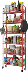 Slim Rolling Storage Cart 6 Tier, Metal Kitchen Rolling Utility Cart by Qiaoxuan