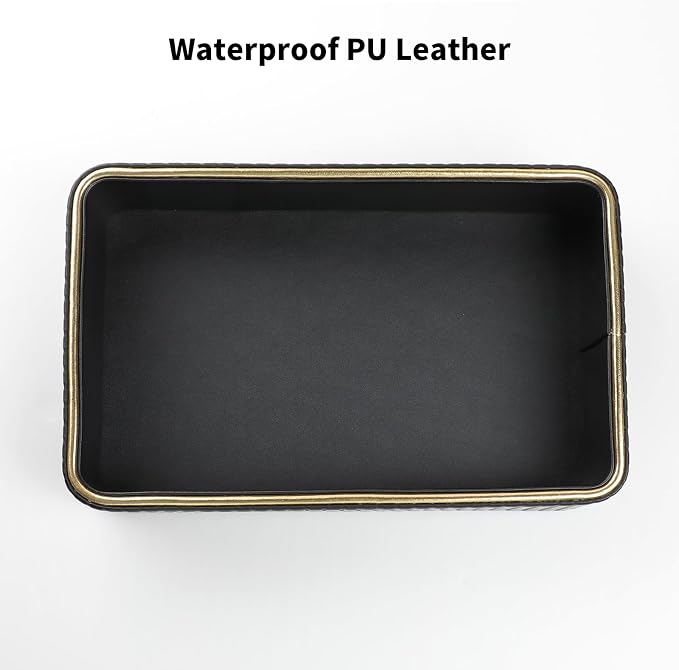 Desk Organizer Tray, PU Leather Valet Tray Nightstand Organizer Cologne Perfume - Image 9