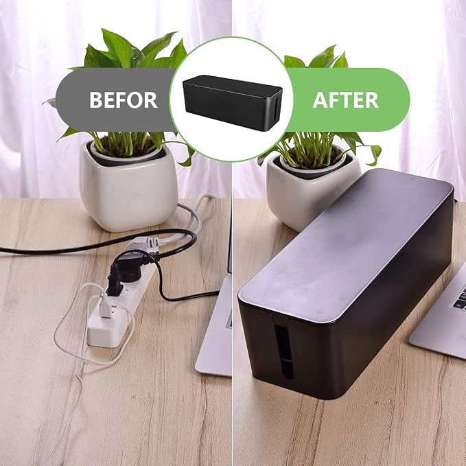 Cable Management Box, Large Cord Organizer Box to Hide Power Strip & Under Desk - Image 6
