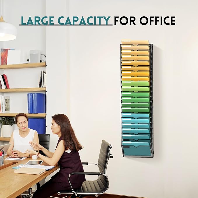 SUPEASY 20-Tier Wall File Organizer Mesh Office Mail Holder, Hanging Wall - Image 2