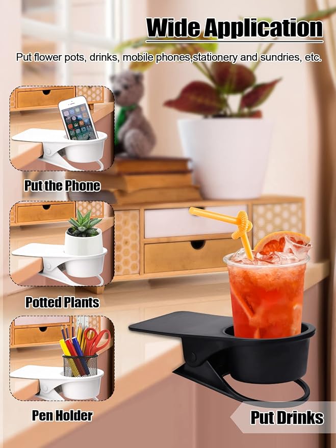 2PCS Drinking Cup Holder Clip, Kalolary Desk Bottle Cup Stand DIY Glass Clamp - Image 6