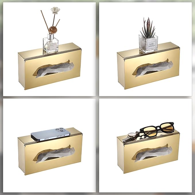 Sumnacon Tissue Box Cover Rectangle Stainless Steel Tissue Box Stylish Tissue - Image 6