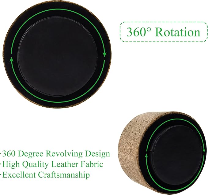 lizimandu Round Leather Art Supply Organizer, Remote Control Holder, 360 Degree - Image 4