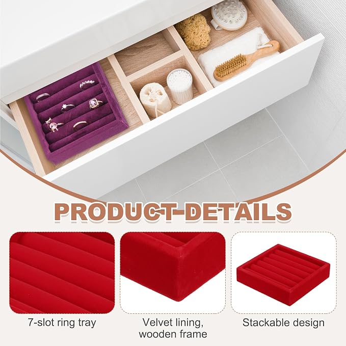 uxcell Stackable Jewelry Storage Tray, Jewelry Tray Drawer Organizer, Small - Image 3