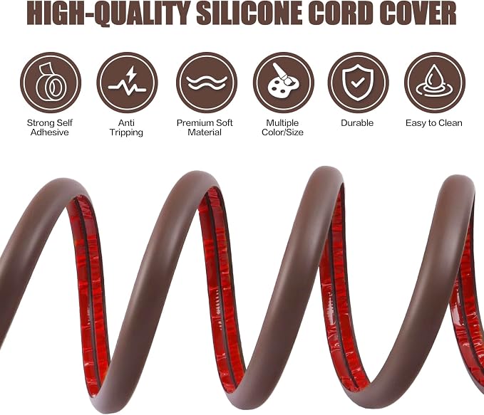 Floor Cord Cover Self Adhesive Cord Hider, 10FT Cable Management, Extension - Image 3