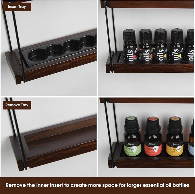 J JACKCUBE DESIGN Essential Oils Display Shelves Wall Mount Black Metal and Wood - Image 4