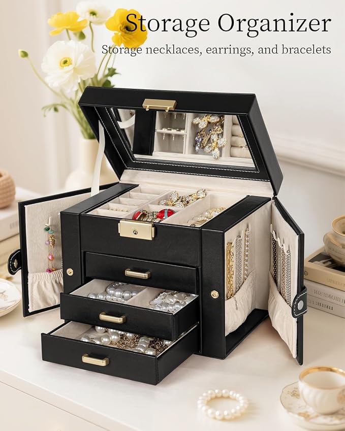 TORIBIO Jewelry Box for Women, Leather Jewelry Organizer - Image 3
