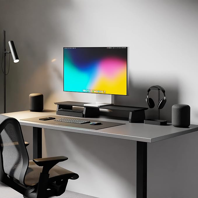 Raico Desk Cockpit Shelf Monitor Stand System Dual Screen Setup Wood Large Desk - Image 4