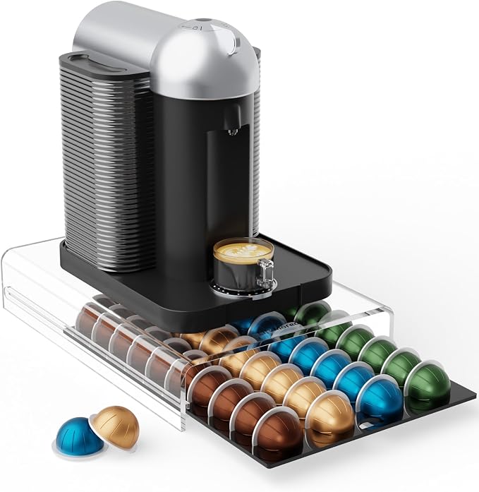Storage Drawer for Nespresso Vertuo Coffee Pod Holder for Counter Acrylic by LifeMoreasy