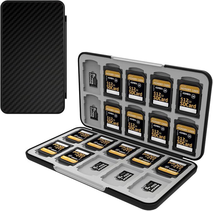 Memory Card Case with 40 Slots for 20 Micro SD SDXC SDHC TF Cards and 20 SD by Anyskill