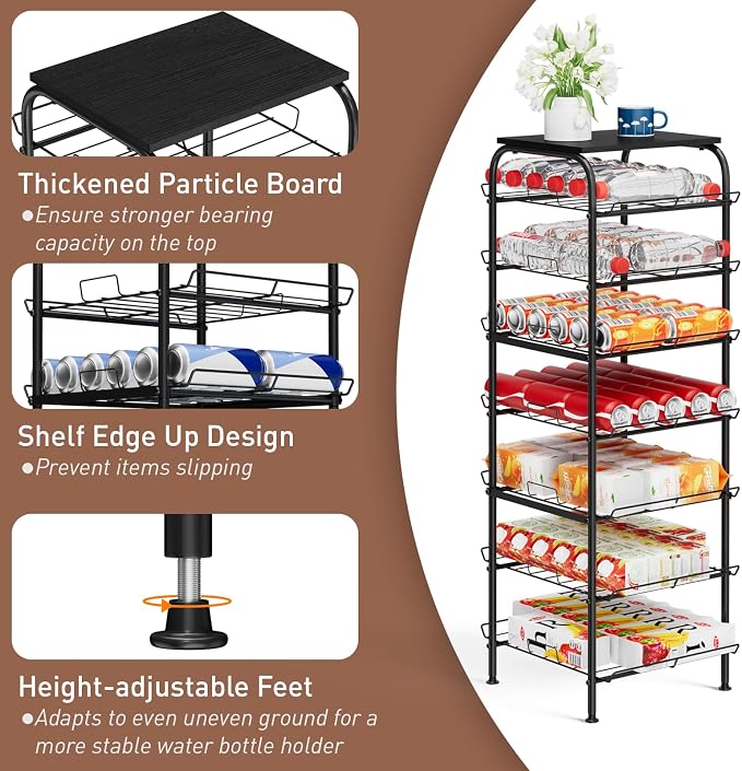 Vrisa Water Bottle Organizer 7 Tier Free Standing Water Bottle Holder Stand - Image 2
