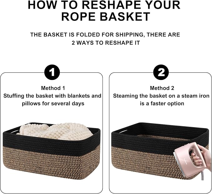 Storage Baskets for Organizing 3 Pack, Woven Baskets for Shelves, Closet - Image 8