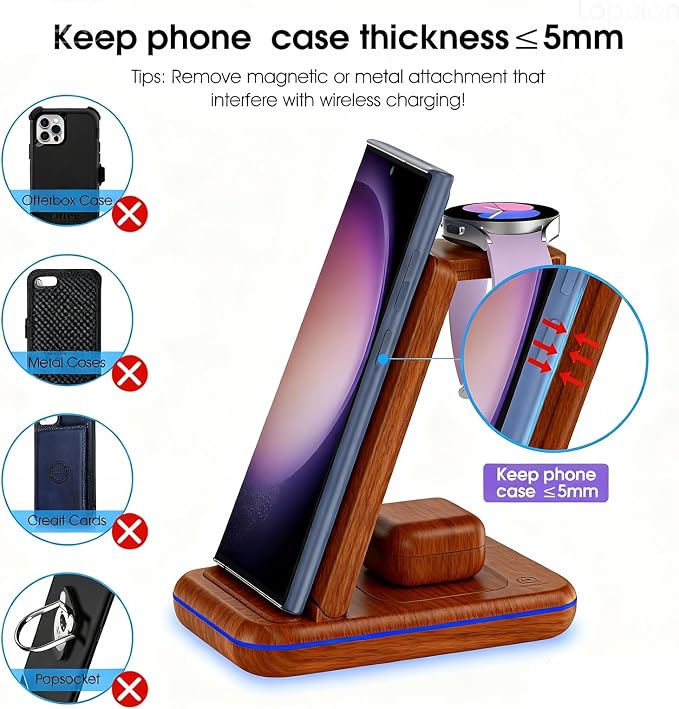 Wireless Charging Station for Samsung/Android, Fast Wireless Watch Charger - Image 8