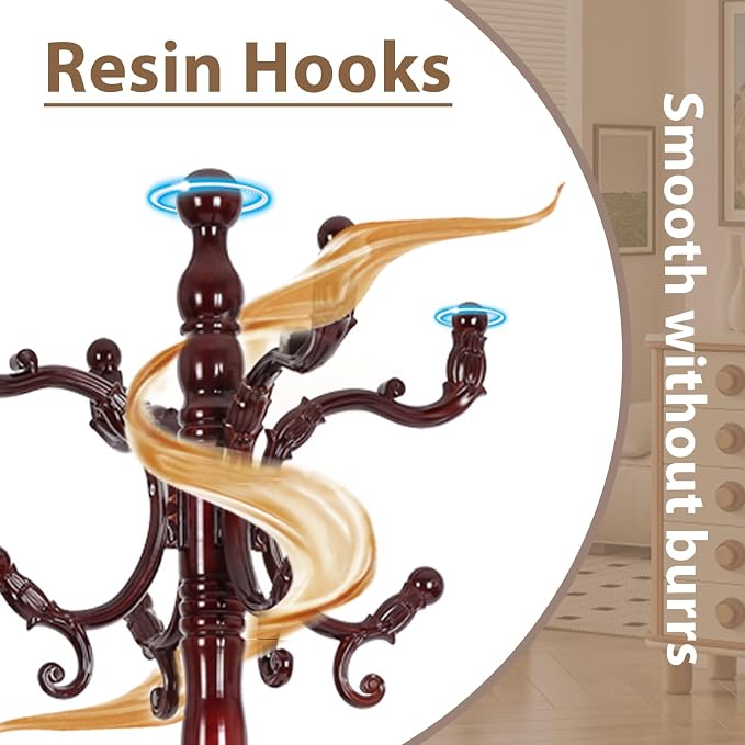 Solid Wooden Coat Rack Stand, Coat Racks Freestanding - Image 2