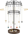 MODOWEY Rotating Necklace Holder Stand Organizer, 2 Tier Adjustable Extra Tall by MODOWEY