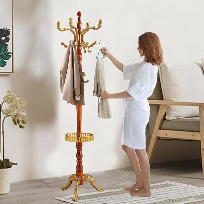 Solid Wooden Coat Rack Stand, Coat Racks Freestanding by Haicang