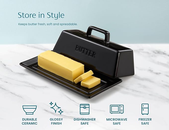 Butter Dish with Lid for Countertop, by Kook, Ceramic Dish Tray with Cover - Image 5