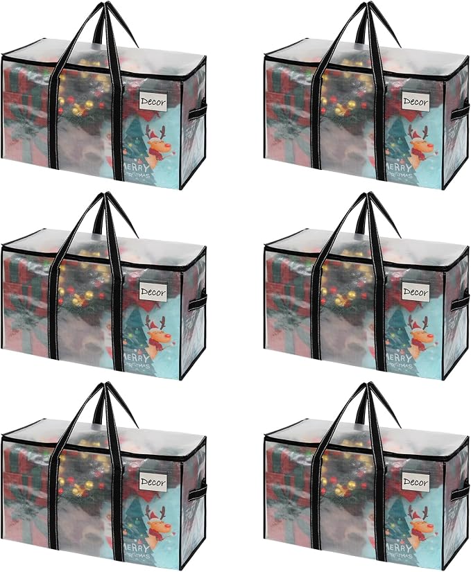 VENO 6 Pack Moving Bags & Large Christmas Storage Bins by Veno