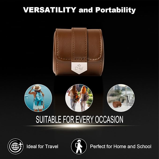 DUKWIN Watch Roll, Vegan Leather Travel Single Watch Case Organizer - Image 4