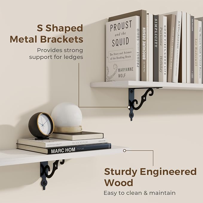 RICHFOCUS Floating Shelves for Wall Decor, 24Inch Rustic Shelves Set of 2 - Image 4