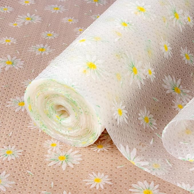 FEXIA Shelf Liner 12 Inch x 20 FT Daisy Non Slip Waterproof Cabinet and Drawer by FEXIA