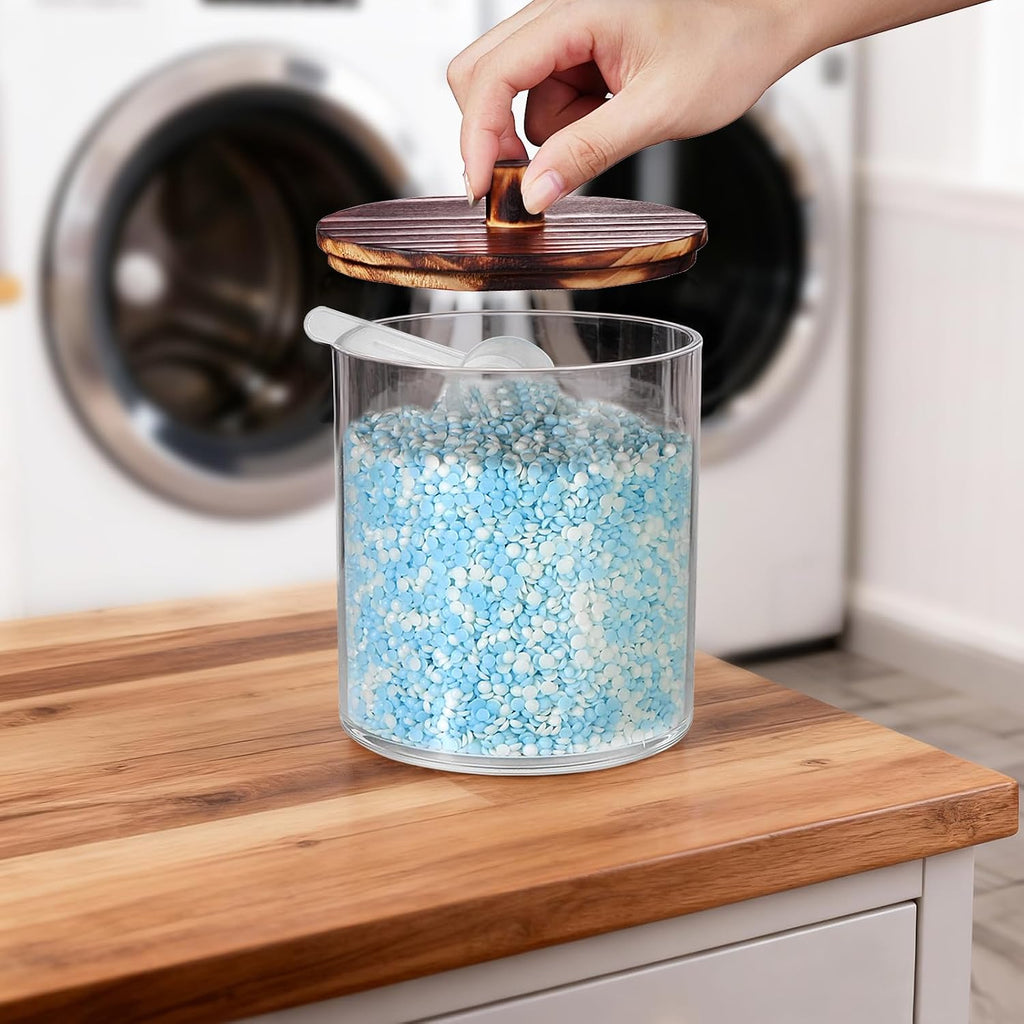 2 Pack 50oz Laundry Pods Container with Dark Wood Lid