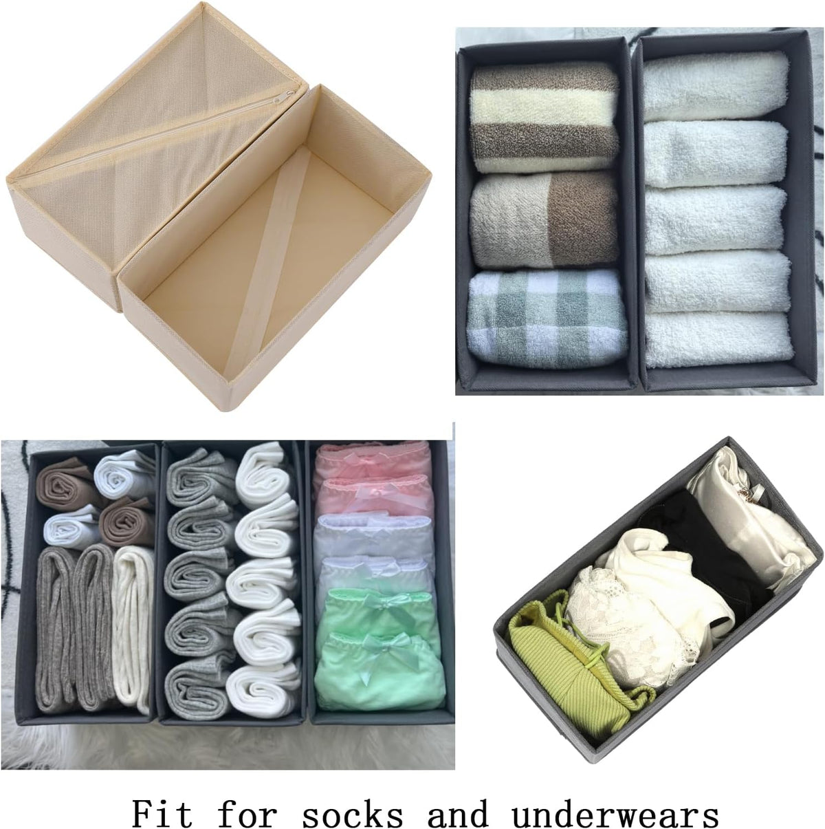 Bructhun Sock Drawer Organizer 9 Pack - Collapsible Fabric Storage