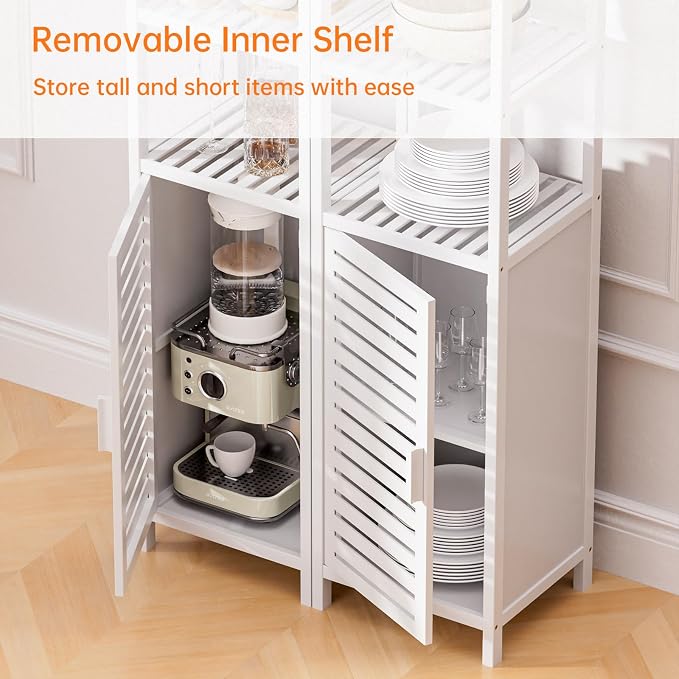 HITNET Bathroom Tall Cabinet, Floor Standing Bamboo Storage Cabinet - Image 7