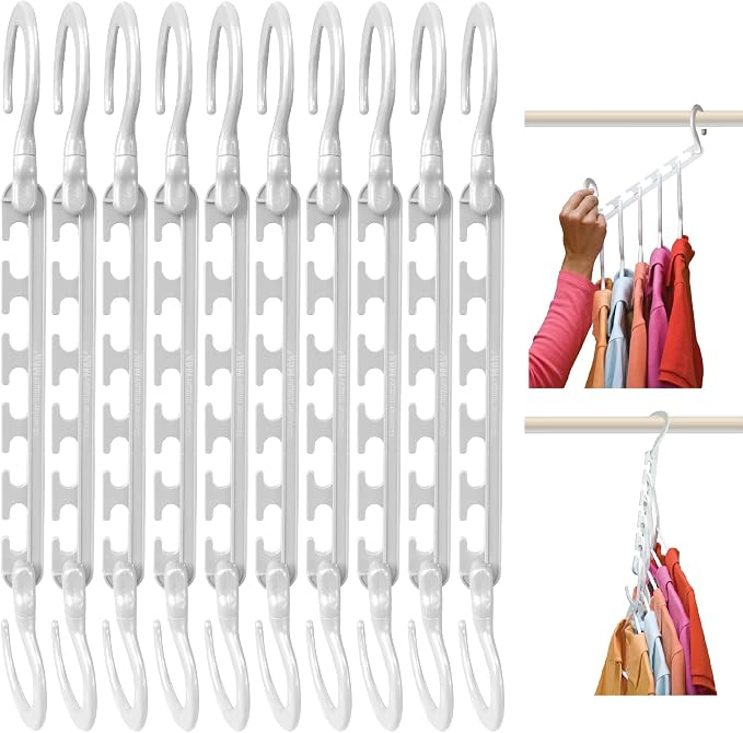 Wonder Hanger Max 10-Pack Space Saving Hangers, Reinforced Hooks Swivels 360° by WONDERHANGER