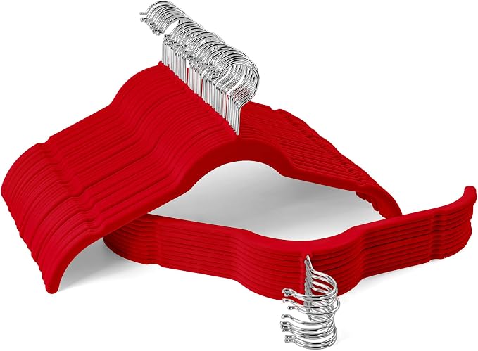 Velvet Hangers 50 Pack – Slim Non-Slip Flocked Hangers by Sishynio