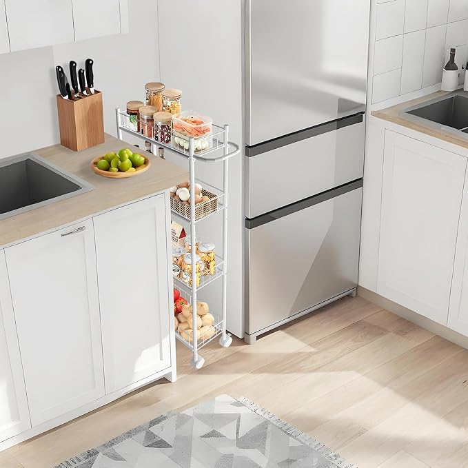 Utility Slim Storage Cart, 4-Tier Storage Cart, Narrow Cart - Image 5