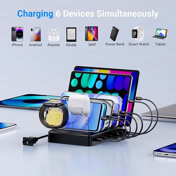 Catlyn Charging Station for Multiple Devices, 6-Port 90W Fast Charger Stations - Image 3