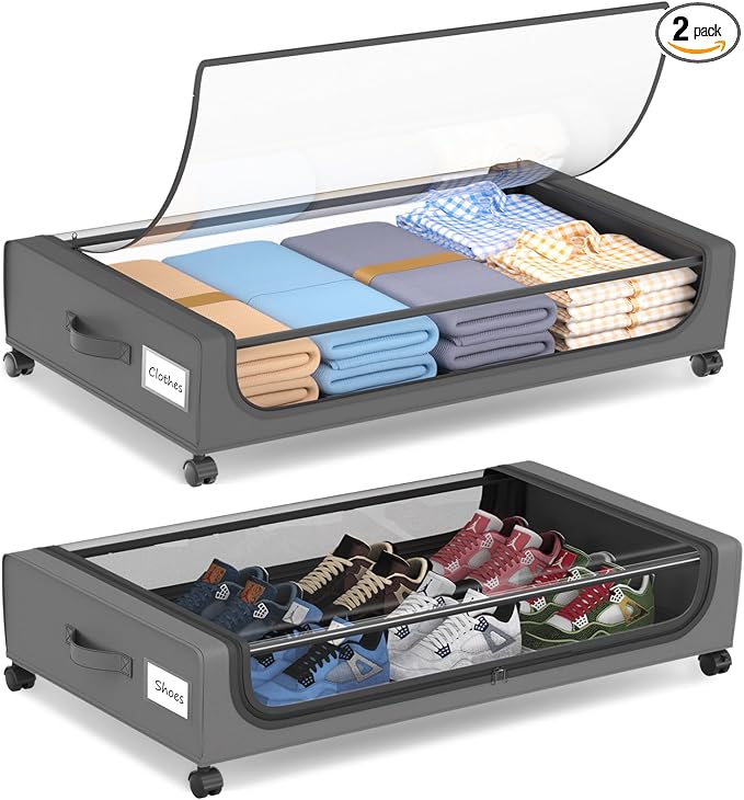 Large Under Bed Storage with Wheels, Under Bed Storage Containers, Under Bed by ROUTTOON