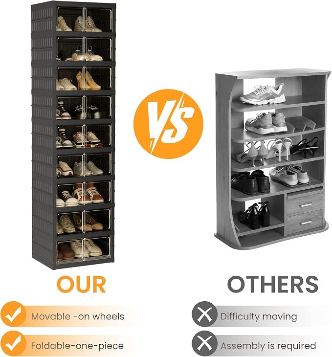 Foldable Shoe Organizer Storage Box, Portable Extra Large Folding Shoe Rack - Image 6
