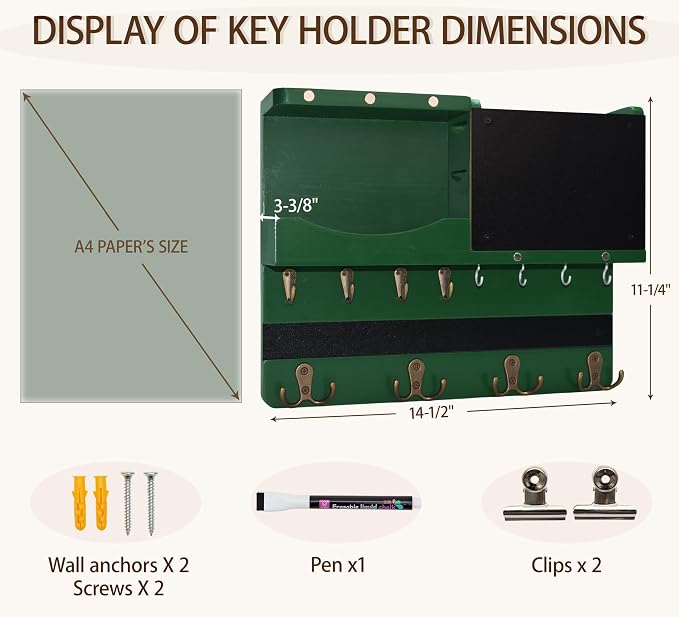 Key Holder for Wall Mount, Farmhouse Mail and Key Holder for Wall Hanger - Image 2