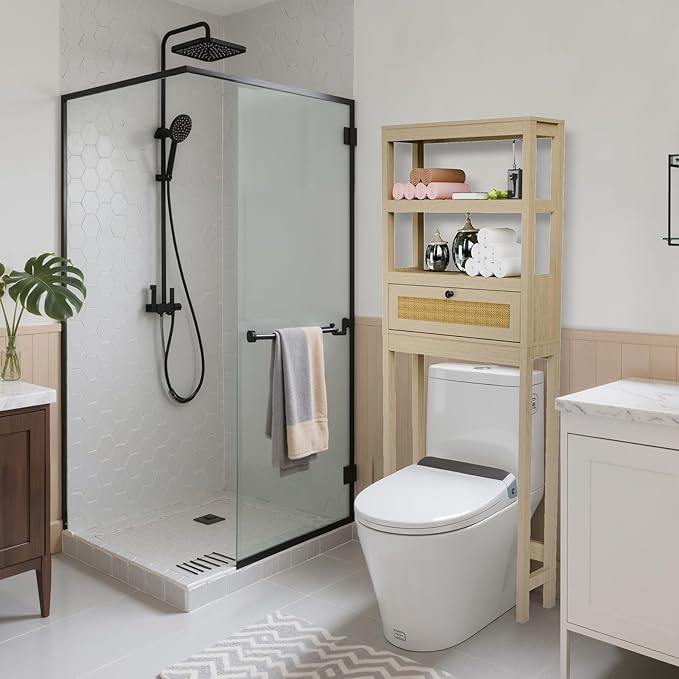 Over The Toilet Storage Cabinet, 3-Tier Behind Toilet Bathroom Organizer - Image 7