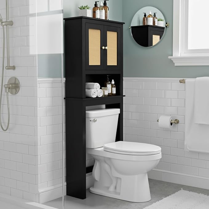 Over The Toilet Storage Cabinet, Behind Toilet Bathroom Organizer by GROZING