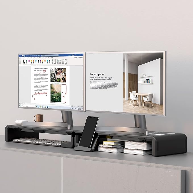 2 Pack Computer Monitor Stand, Klearlook Foldable Monitor Stand Riser, Height - Image 3