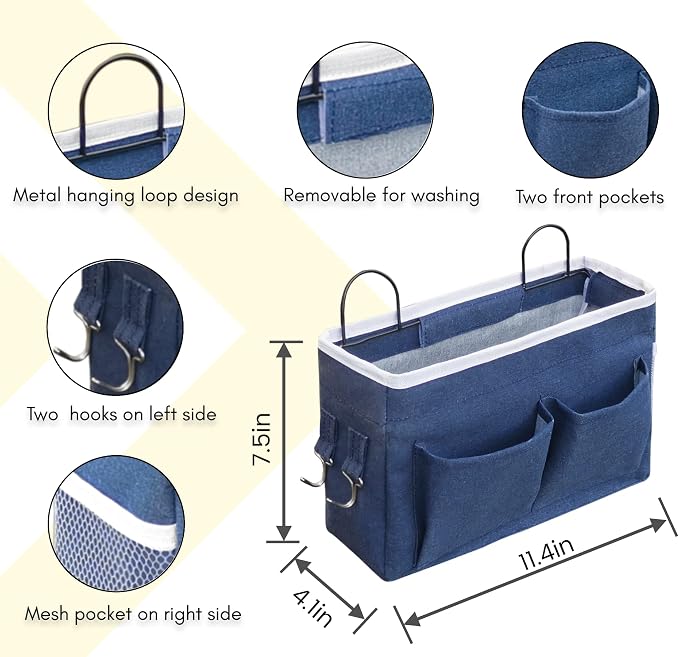2pcs Middle Wall Hanging Organizer Bag, Linen Fabric Door Hanging Storage Basket - Image 5