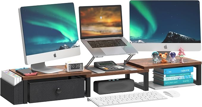 LAND·VOI Heavy Duty Dual Monitor Stand, Holds 2 Screens Up to 27 Inches by LAND%C2%B7VOI