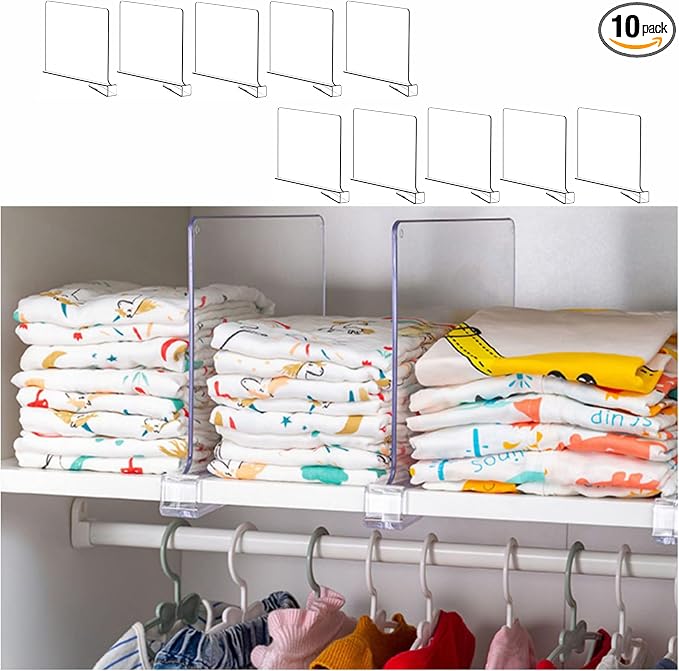 Yieach 10 Pack Clear Acrylic Shelf Divider by Yieach