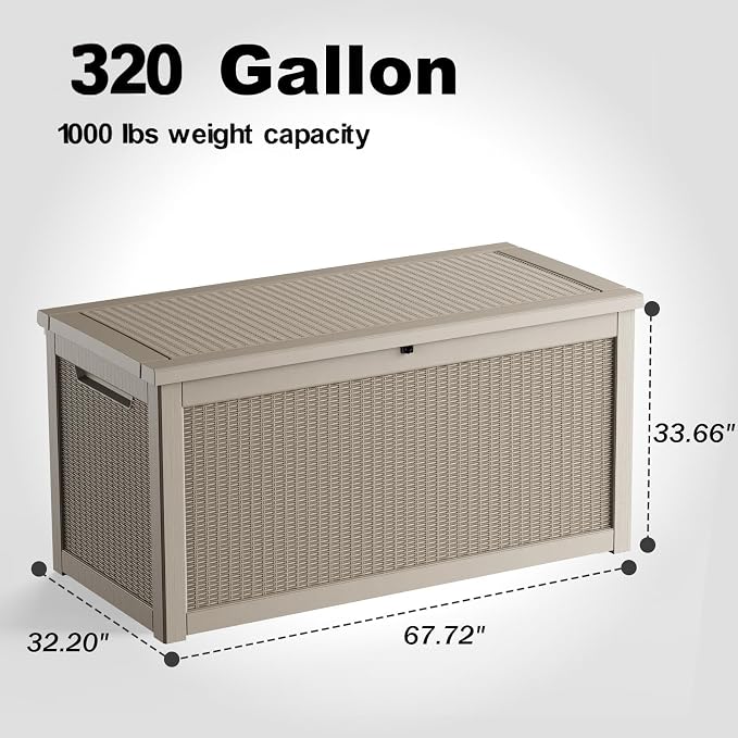 320 Gallon Outdoor Storage Box, Large Outdoor Deck Box, Waterproof & UV - Image 2