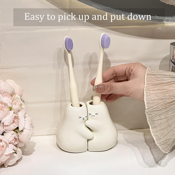 Ceramic Toothbrush Holder for Bathroom, Cute Tooth Brush Holders for Bathroom - Image 4