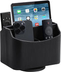 PU Leather Remote Control Holder, 360 Degree Rotating Desk Organizer Storage by NICLNGSH